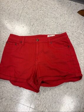 Red High-Rise Cotton Shorts - Paprika